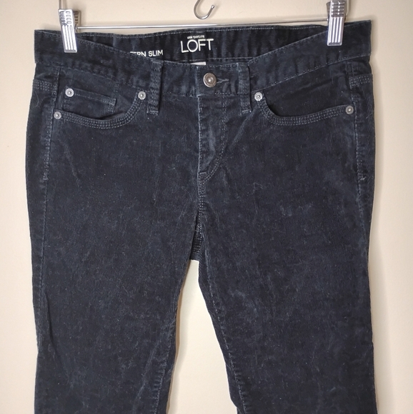 LOFT Modern Slim Corduroy Pants Women’s 6 Stretch Dark Black Soft Fall Winter - Picture 4 of 8